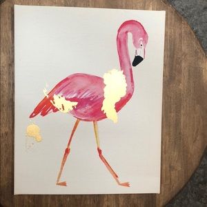 Flamingo Canvas with gold foiling detail 16x20